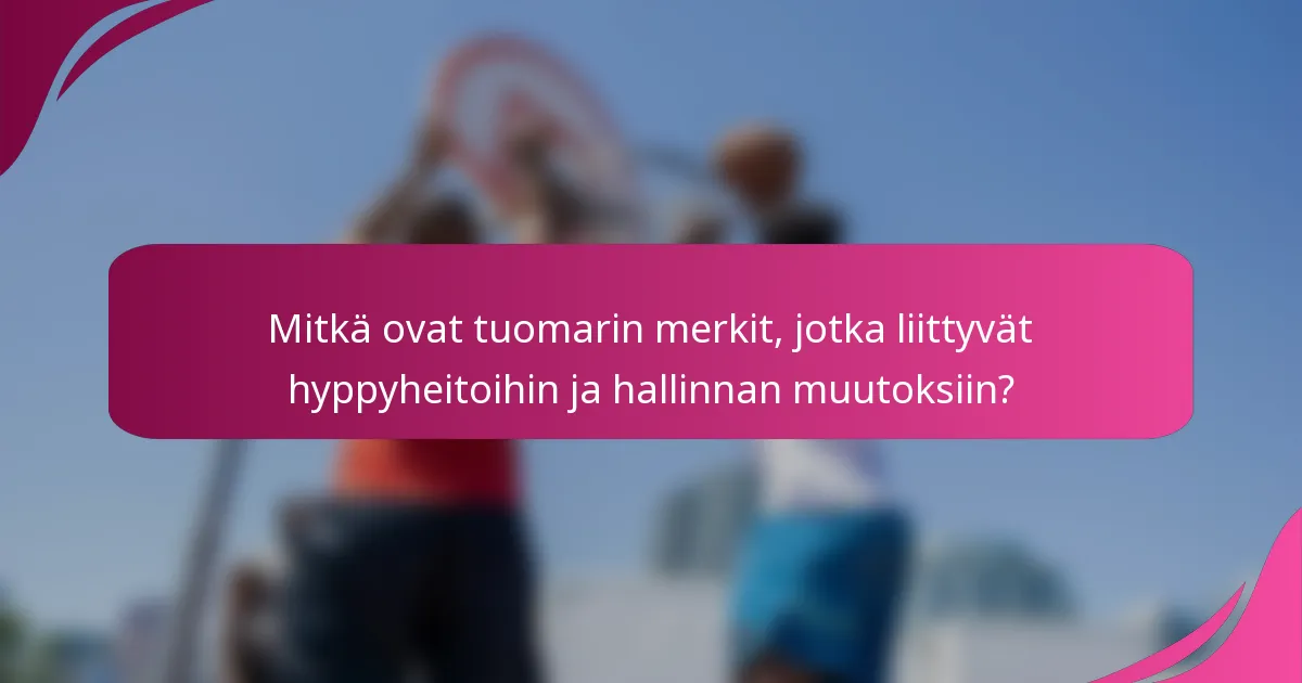 Mitkä ovat tuomarin merkit, jotka liittyvät hyppyheitoihin ja hallinnan muutoksiin?